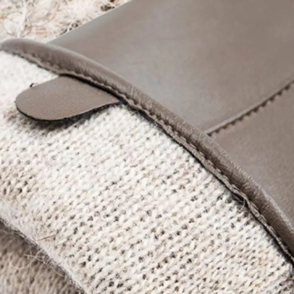 Winter Leather Gloves Beige